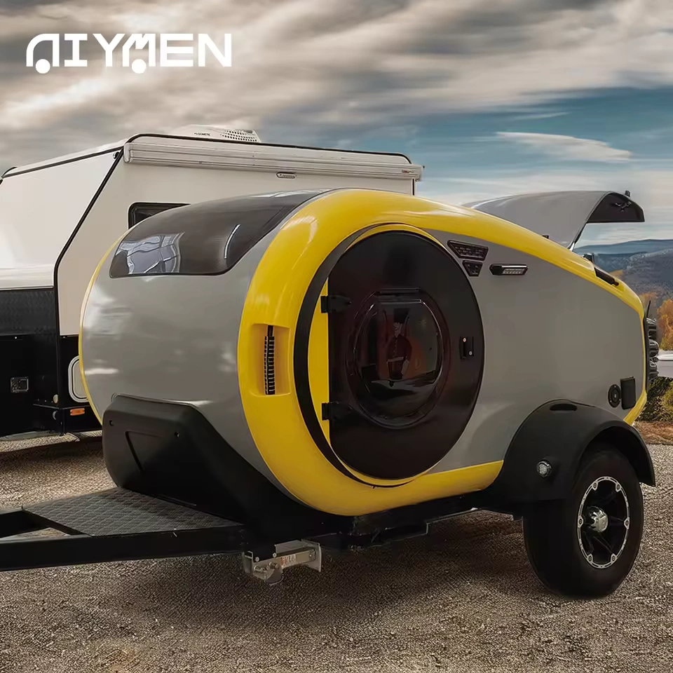 Lightweight Mini Fiberglass Teardrop RV Camper Trailer Waterproof Design for Off-Road Outdoor Travel