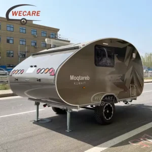 Wecare Mini Rv caravan Small Teardrop Camping Camper Van Travel Trailer with Bathroom for Sale