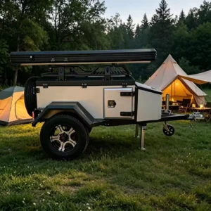 Off Road Camper Trailer with Roof Tent & Pull-Out Kitchen 526kg Payload Overland Camping Trailer