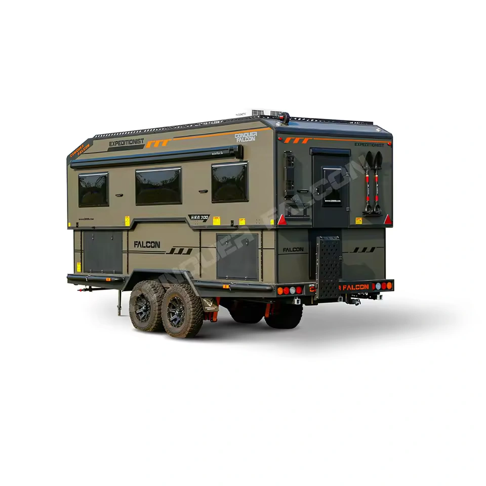New Arrival Outdoor Expedition Luxury Motorhome Camping Trailer Big Offroad Camper With Slide Out Kitchen for Sale