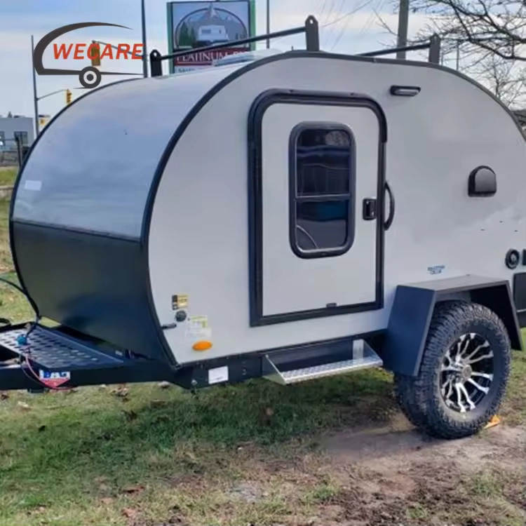 WECARE Basic Teardrop Mini Camper Trailer featuring a galvanized steel frame for off-road adventure travel.