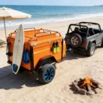 Box Buddy Mini Off Road Camper Trailer Orange On Beach