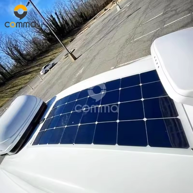 Rooftop solar panel installation on the Eezon Eddy midsize caravan for off-grid power and sustainable camping adventures.