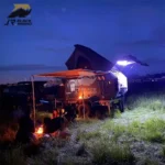 Hardy Off Road Mini Caravan With Rooftop Tent And Slide Out Kitchen Night Camp