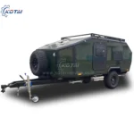 Rugged Roy (CODE 2619) off-road teardrop trailer featuring a durable design, spare tire, and galvanized steel frame.
