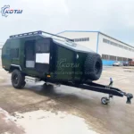 Rugged Roy off-road teardrop caravan trailer with heavy-duty chassis and durable fiberglass exterior for camping adventures.