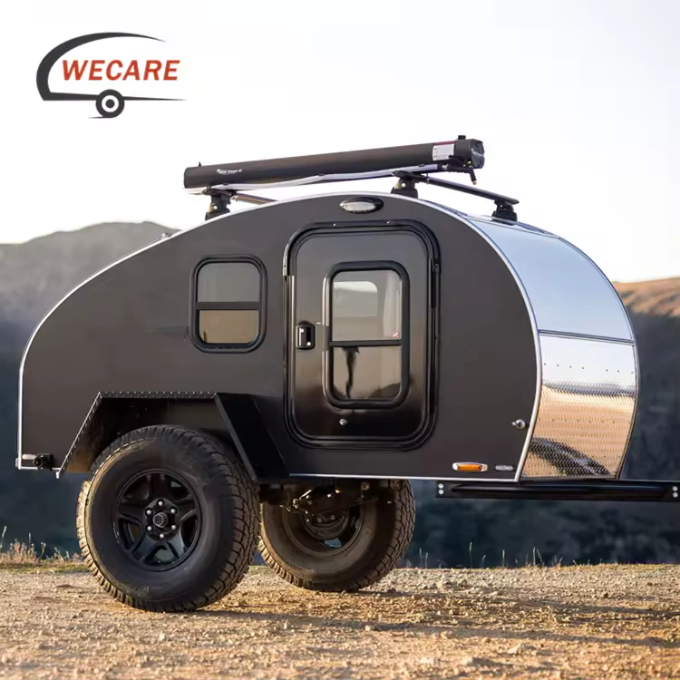 WECARE Basic Teardrop Mini Caravan (CODE 2675) with galvanized steel chassis for off-road travel and camping adventures.