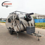 Wecare Teardrop mini caravan with ensuite, an off-road compact camper built for adventure with heavy-duty chassis features.