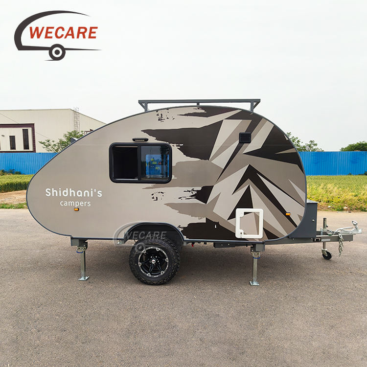 WECARE Teardrop with Ensuite mini caravan with off-road ready features and aluminum exterior for adventure camping.