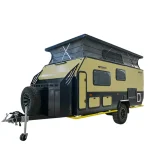 The Perry Popup HC C212 hybrid caravan features a durable sandwich composite board structure for outdoor camping.