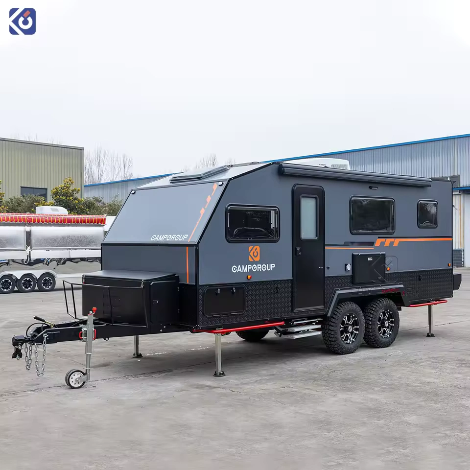 The TF Series caravan is a modern, off-road, dual-axle travel trailer designed for compact comfort and adventure.